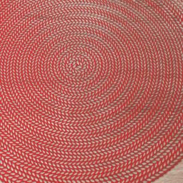 Placemat anti-vlek vinyl rond rood druppel | Franse Tafelkleden
