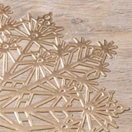 Placemat anti-stain vinyl round gold snowflake | Franse Tafelkleden