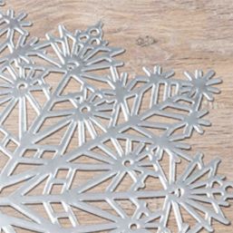 Placemat anti-stain vinyl round silver snowflake | Franse Tafelkleden