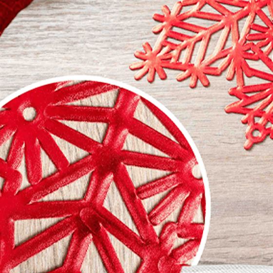 Set de table anti tache vinyle flocon de neige rond rouge | Franse Tafelkleden