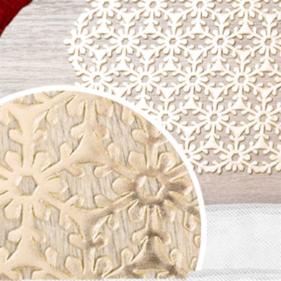 Set de table anti tache vinyle flocon de neige doré | Franse Tafelkleden