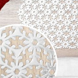 Set de table anti tache vinyle flocon de neige argenté | Franse Tafelkleden