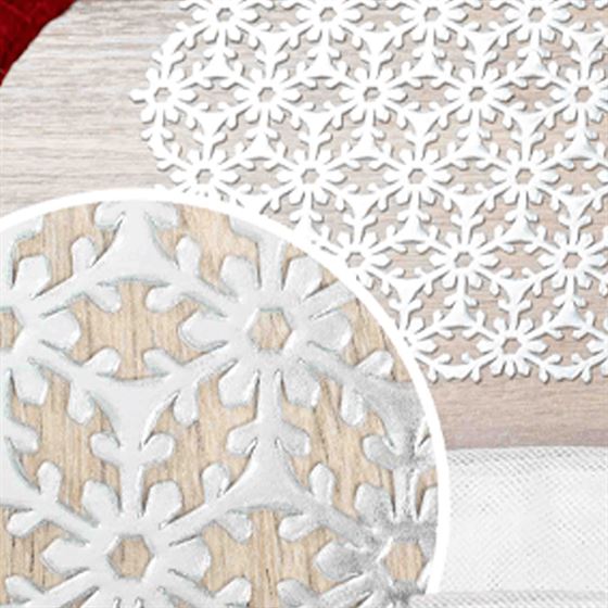 Placemat anti-stain vinyl silver snowflake | Franse Tafelkleden