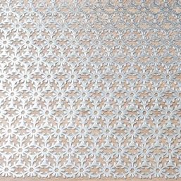 Placemat anti-stain vinyl silver snowflake | Franse Tafelkleden