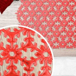 Placemat anti-stain vinyl red snowflake | Franse Tafelkleden