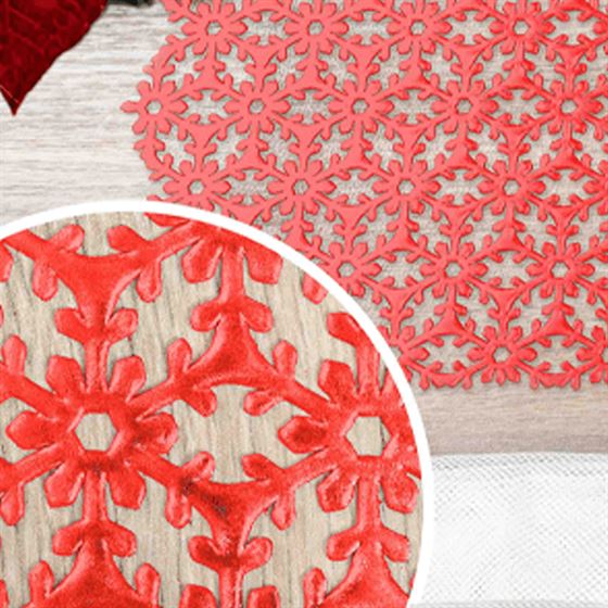 Tischset Anti-Fleck Vinyl rote Schneeflocke | Franse Tafelkleden