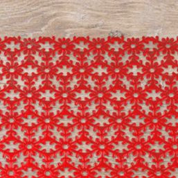 Placemat anti-stain vinyl red snowflake | Franse Tafelkleden