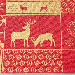 Placemat vinyl red christmas with golden reindeer | Franse Tafelkleden
