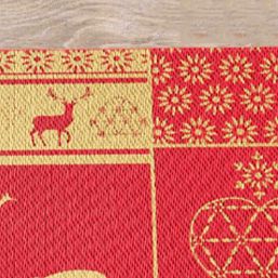 Tischset Vinyl rote Weihnachten mit goldenem Rentier | Franse Tafelkleden