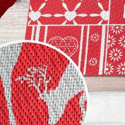 Placemat vinyl red christmas with silver reindeer | Franse Tafelkleden