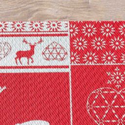 Set de table vinyle Noël rouge avec renne argenté | Franse Tafelkleden