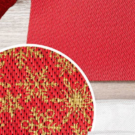 Set de table vinyle Noël, renne rouge avec or | Franse Tafelkleden