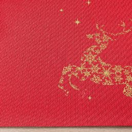 Placemat vinyl kerst, rood met gouden rendier | Franse Tafelkleden