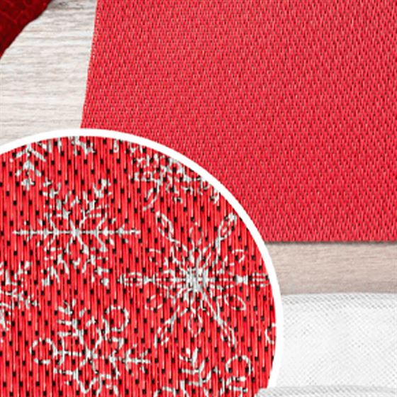 Placemat vinyl rood met zilveren rendier kerst | Franse Tafelkleden