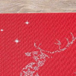 Placemat vinyl rood met zilveren rendier kerst | Franse Tafelkleden