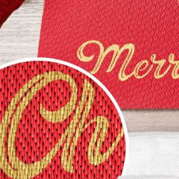 Placemat vinyl red with gold Merry Christmas | Franse Tafelkleden