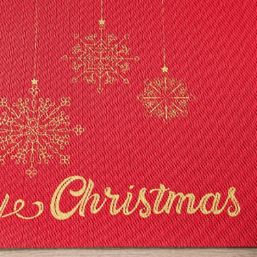 Placemat vinyl rood met goud Merry Chrismas | Franse Tafelkleden