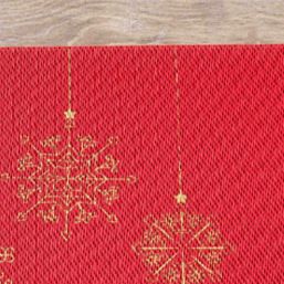 Tischset Vinyl Rot mit Gold Frohe Weihnachten | Franse Tafelkleden