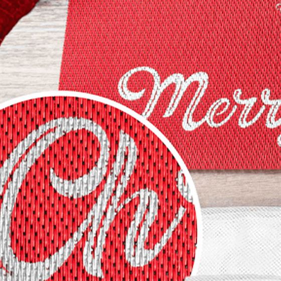 Tischset Vinyl Rot mit Silber Merry Christmas | Franse Tafelkleden