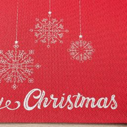 Placemat vinyl red with silver Merry Christmas | Franse Tafelkleden