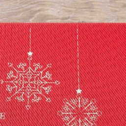 Placemat vinyl rood met zilver Merry Christmas | Franse Tafelkleden