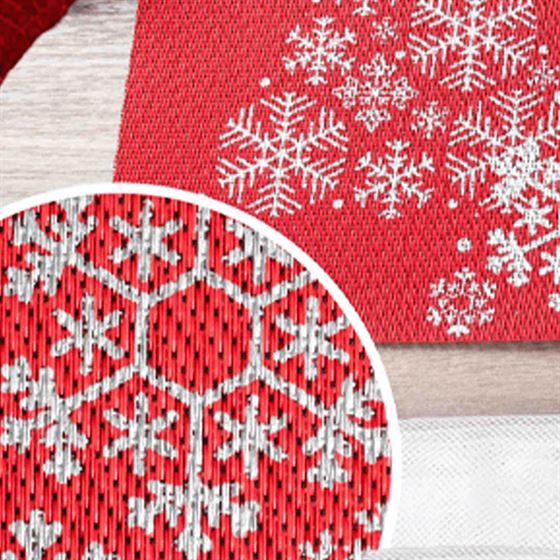 Set de table vinyle rouge avec sapin de Noël argenté | Franse Tafelkleden