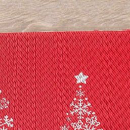 Tischset Vinyl rot mit silbernem Weihnachtsbaum | Franse Tafelkleden