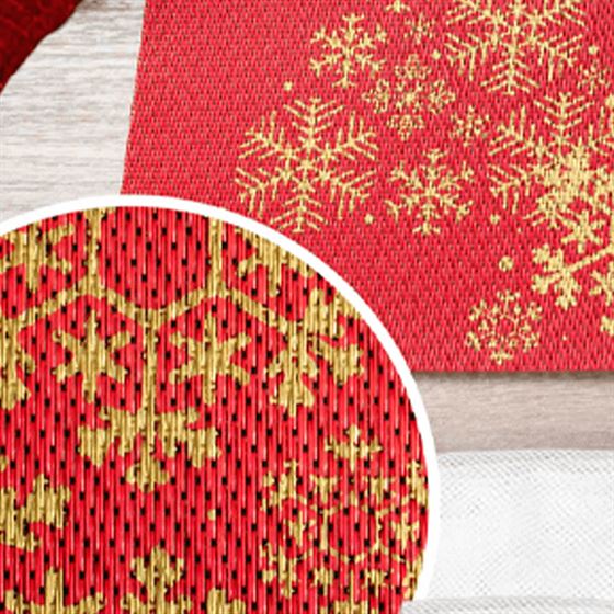 Placemat anti-vlek vinyl rood met gouden kerstboom | Franse Tafelkleden
