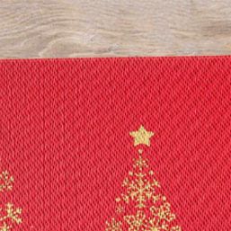 Tischset Vinyl rot mit goldenem Weihnachtsbaum | Franse Tafelkleden