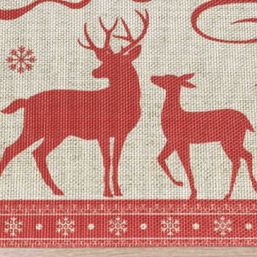 Placemat anti-stain vinyl beige with reindeer | Franse Tafelkleden