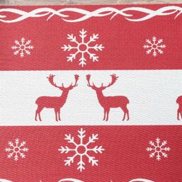 Placemat anti-stain vinyl red, white with reindeer | Franse Tafelkleden