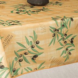 Nappe de table Jaune aux  olives et feuilles | Franse Tafelkleden