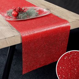 Chemin de Table en Vinyle Rouge - Noël | Franse Tafelkleden