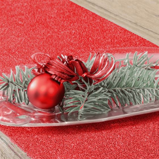 Roter Vinyl-Tischläufer - Weihnachten | Franse Tafelkleden