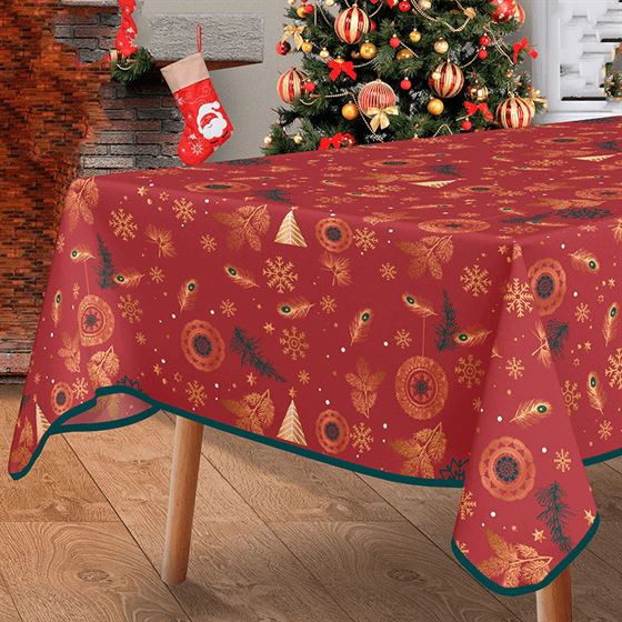 Red Stain-Resistant Christmas Tablecloth | Franse Tafelkleden