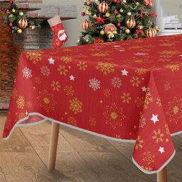 Festive Red Polyester Christmas Tablecloth | Franse Tafelkleden