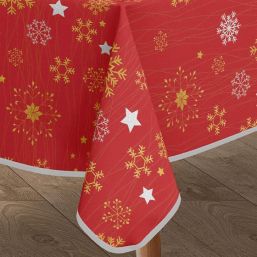 Festliche Rote Polyester Weihnachts Tischdecke | Franse Tafelkleden