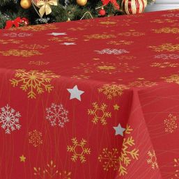 Nappe Noël Rouge Festive en Polyester | Franse Tafelkleden