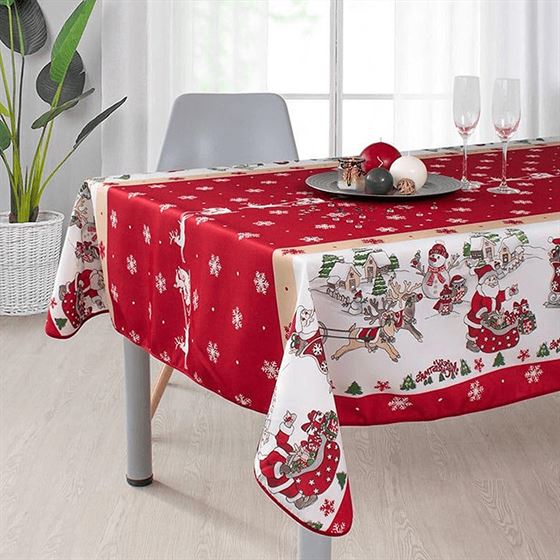 Rote Polyester Antiflecken-Tischdecke - Ideal für Weihnachten!