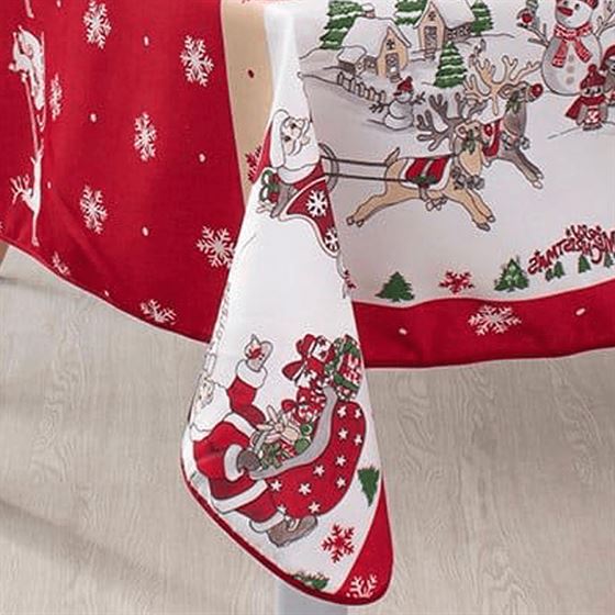 Nappe rouge en polyester antitache - Idéale pour Noël!