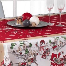 Nappe rouge en polyester antitache - Idéale pour Noël!