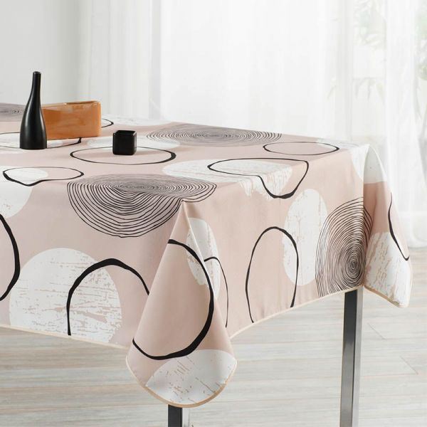 Tablecloth beige with circles 350 X 148 French tablecloths