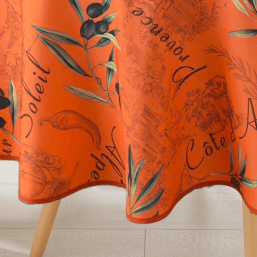 Tafelkleed anti-vlek rood bruin met olijven | Franse Tafelkleden