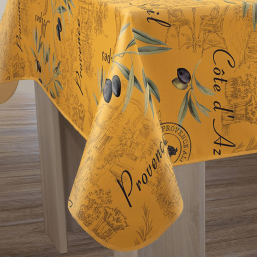 Tafelkleed polyester geel provence | Franse Tafelkleden