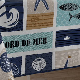 Nappe en Polyester Anti-Tache - Bleu & Beige | Franse Tafelkleden