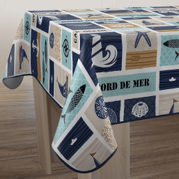 Polyester Stain-Resistant Tablecloth - Blue & Beige | Franse Tafelkleden