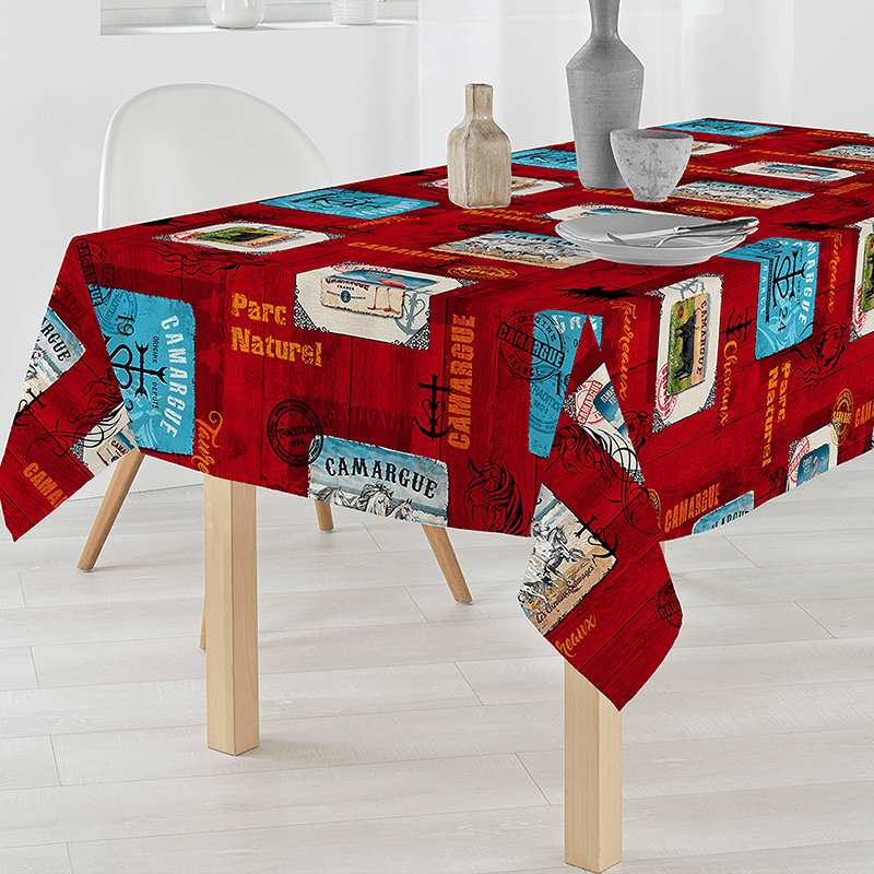 Red Polyester Stain-Resistant Tablecloth | Franse Tafelkleden