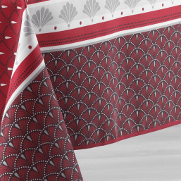Rote Polyester-Tischdecke mit Modernem Druck | Franse Tafelkleden