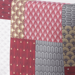 Rot-Weißes Polyester-Tischdecke mit Flickwerk-Motiv | Franse Tafelkleden