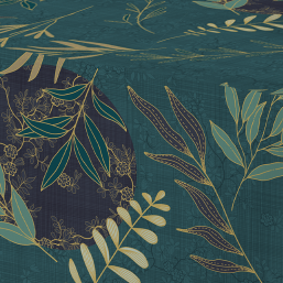 Green Polyester Tablecloth with Nature Print | Franse Tafelkleden